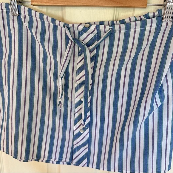 NWT UO Urban Renewal Remade Multi Stripe Snap Front Shirting Mini Skirt - Picture 5 of 14
